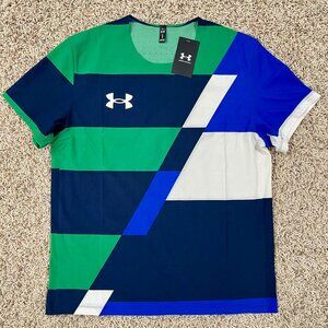 Under Armour Men's Elite Pro Run '25 Short Sleeve Shirt Blue Green, Size Large